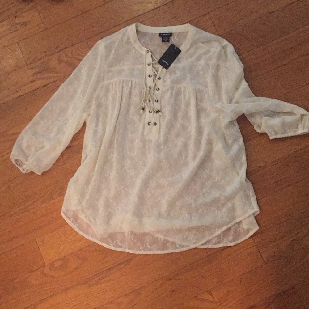 Torrid Lace up Blouse